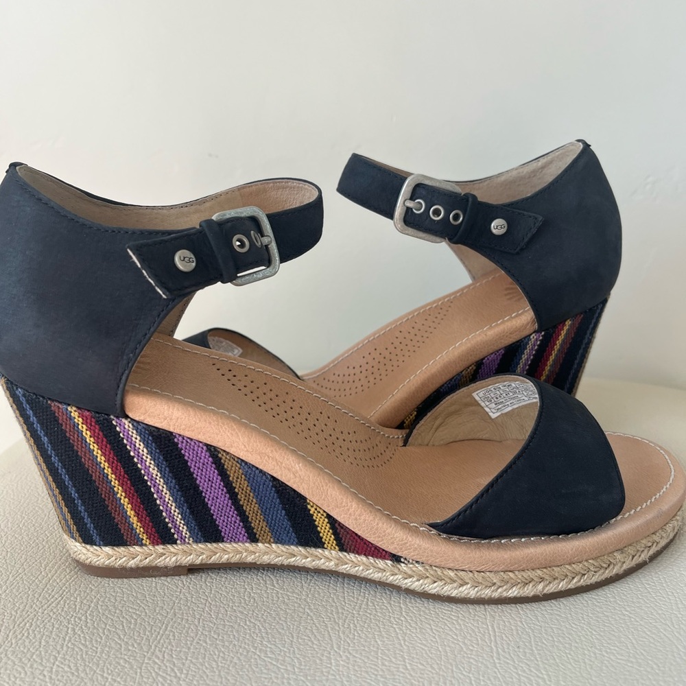 UGG Australia Atasha Women’s Peep Toe Espadrilles Wedge Sandals Size 10